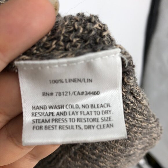 Eileen Fisher Brown Linen Knit Short Dolman Sleeve Top Sweater Relaxed  fit L - Picture 5 of 13